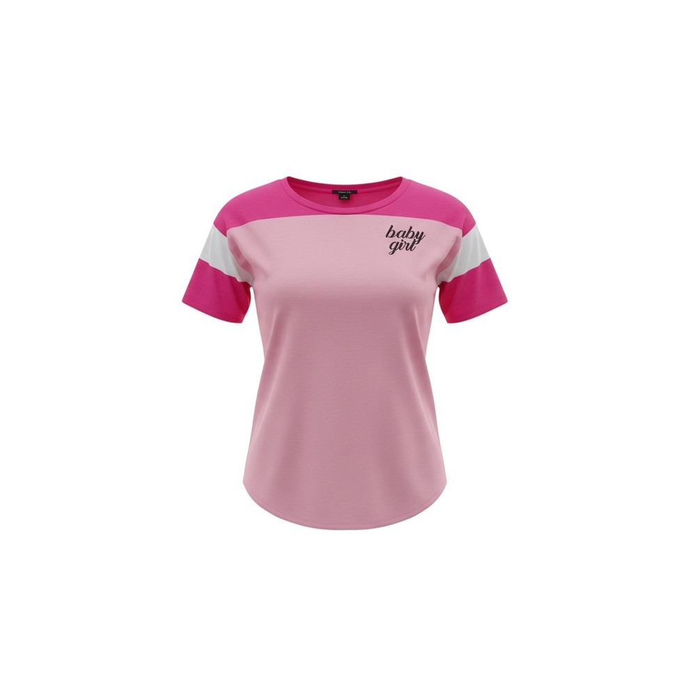 Rue21 T-Shirt Womens Medium Pink Baby Girl Colorblock Short Sleeve Graphic Tee